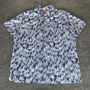 Tori Richard Sailboat‎ Shirt Mens XL Blue Short Sleeve Button Up Hawaiian Casual